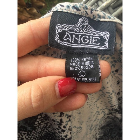 Angie womens open kimono top size large L cardigan grey white snake print boho - Picture 7 of 10